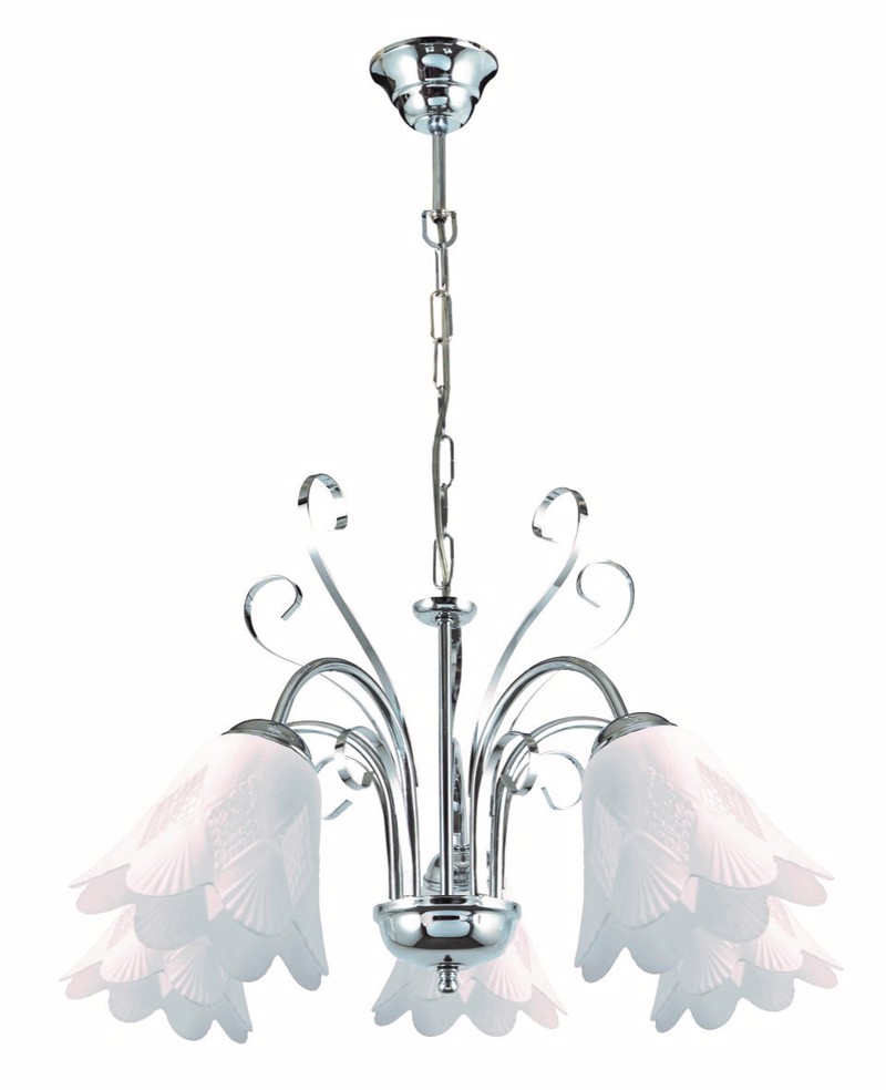 ARlight 5Φωτο Φωτιστικό Οροφής Μέταλλο/Γυαλί Pdt 2040/5 Νίκελ/Λευκό 0103398