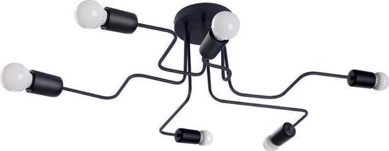 ACA 6φωτη Πλαφονιέρα Οροφής Μεταλλικό 'Cobra' Μαύρο Ε27