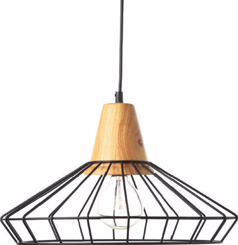 ACA Φωτιστικό Οροφής Μεταλλικό/Ξύλινο 'Kennedy' Μαύρο Ε