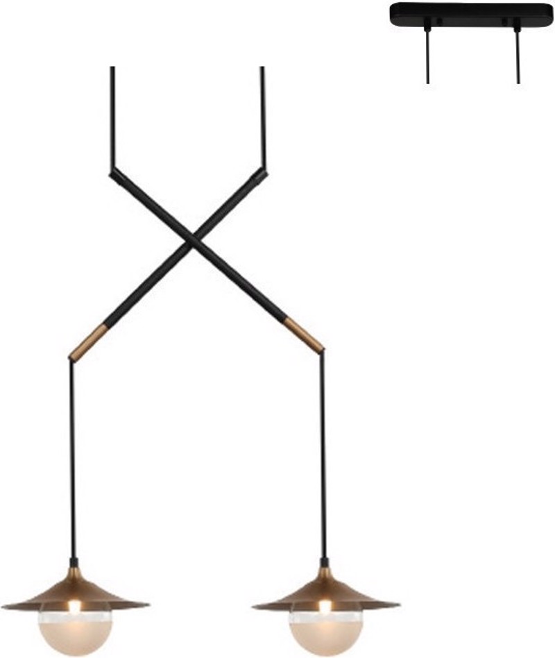 ACA Lighting - ΣΗΜΑΝΤΙΚΟ: Σε περίπτωση διαφοράς τιμής από το κατάστημα ισχύει παντα και μόνο η τιμή του καταστήματος ACA 2Φωτο Φωτιστικό Οροφής Μεταλλικό 'Layla' Μαύρο/Ορεί