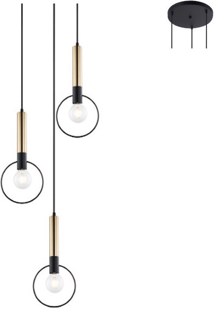 ACA 3Foto Fotistiko Orofis Metalliko 'Miracolo' Mavro/Oreixalkos E27 44X136cm HL39973P44BB