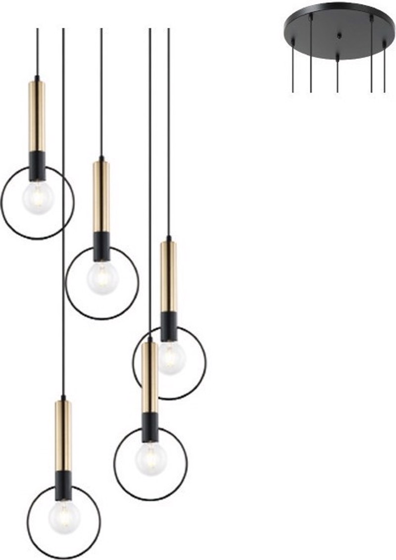 ACA 5Φωτο Φωτιστικό Οροφής Μεταλλικό 'Miracolo' Μαύρο/Ο