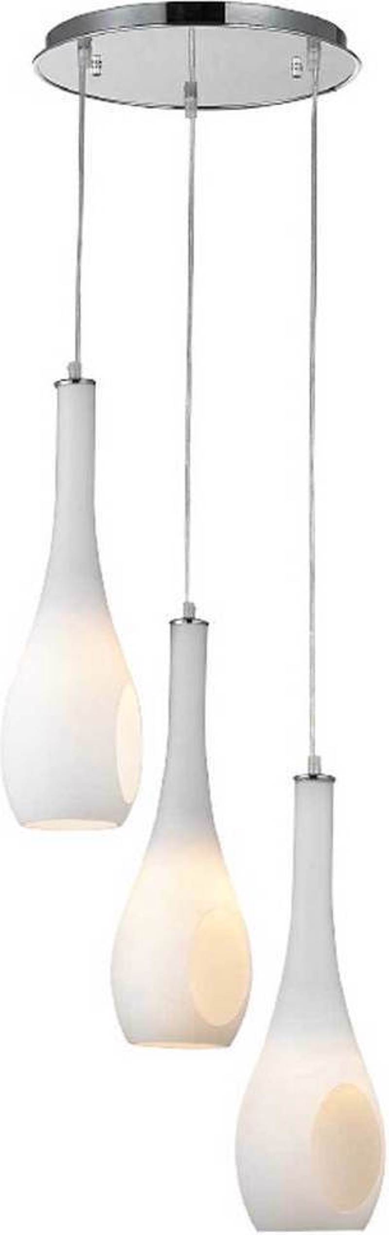 ACA 3Φωτο Φωτιστικό Οροφής Μεταλλικό/γυάλινο 'Cave' Χρώμιο/Λευκό Ε14 36Χ120cm DLA5203A