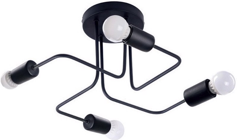 ACA Lighting - ΣΗΜΑΝΤΙΚΟ: Σε περίπτωση διαφοράς τιμής από το κατάστημα ισχύει παντα και μόνο η τιμή του καταστήματος ACA 4φωτη Πλαφονιέρα Οροφής Μεταλλικό 'Cobra' Μαύρο Ε27