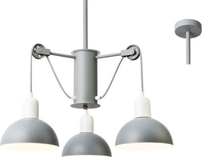 ACA 3Φωτο Φωτιστικό Οροφής Μεταλλικό 'Cezanne' Γκρί/Λευ
