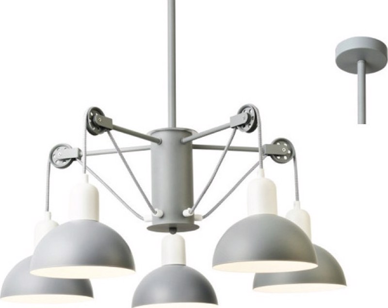 ACA 5Φωτο Φωτιστικό Οροφής Μεταλλικό 'Cezanne' Γκρί/Λευκό Ε14 68Χ85cm EG5795P58G