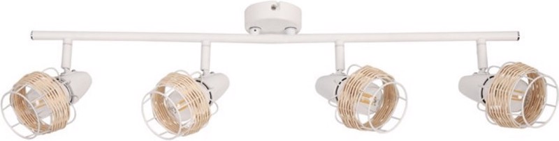 ACA 4Φωτο Σποτ Οροφής Μεταλλικό/Σχοινί 'Zorbas' Λευκό Ε