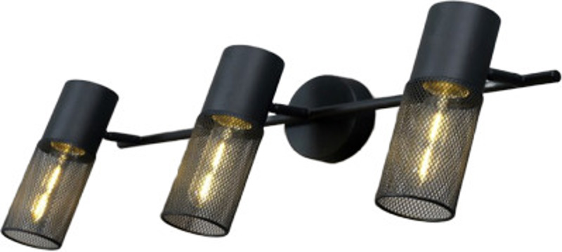 ACA 3Φωτο Σποτ Μεταλλικό 'Alcatraz' Μαύρο Ε27 58Χ20cm O