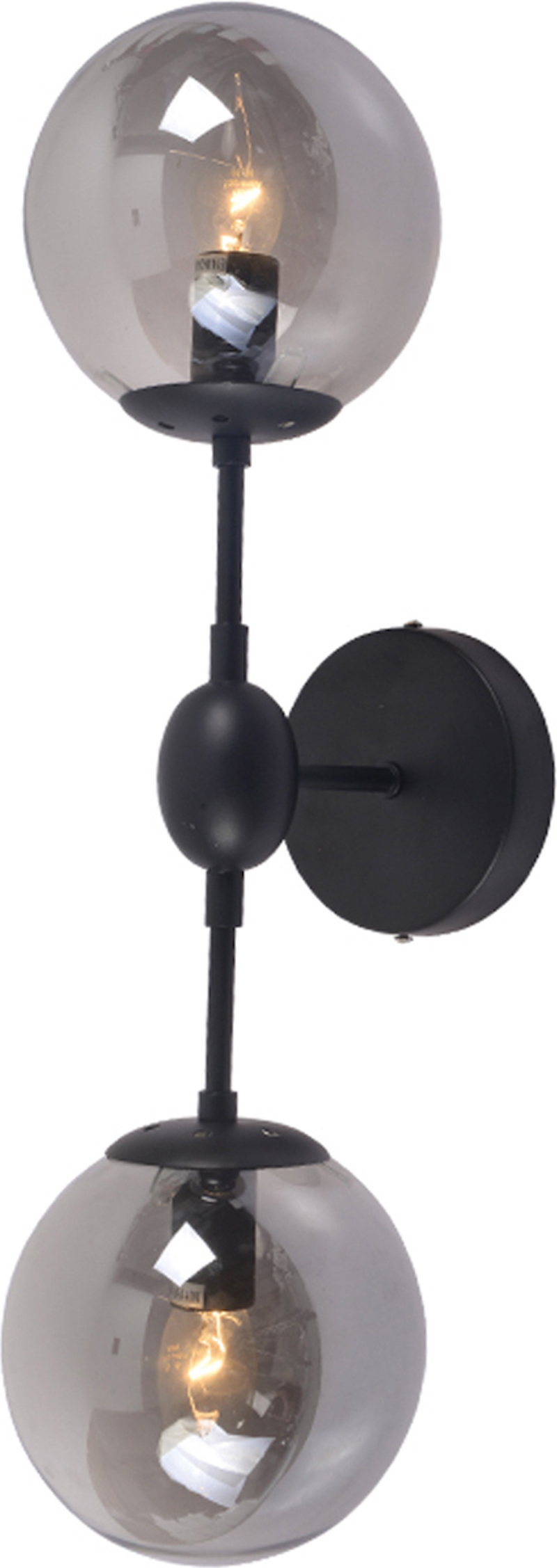 ACA 2Φωτη Απλίκα Τοίχου Μεταλλική/Γυάλινη 'Bombay' Μαύρ