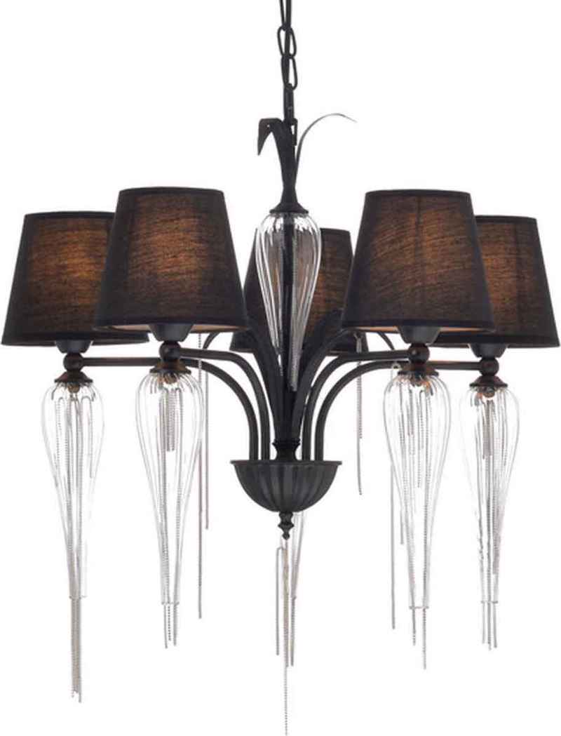 ACA 5Φωτο Φωτιστικό Οροφής Μεταλλικό/Υφασμάτινο/Γυάλινο 'Palermo' Μαύρο/Χρώμιο E14 61Χ102cm EG170305PBCH