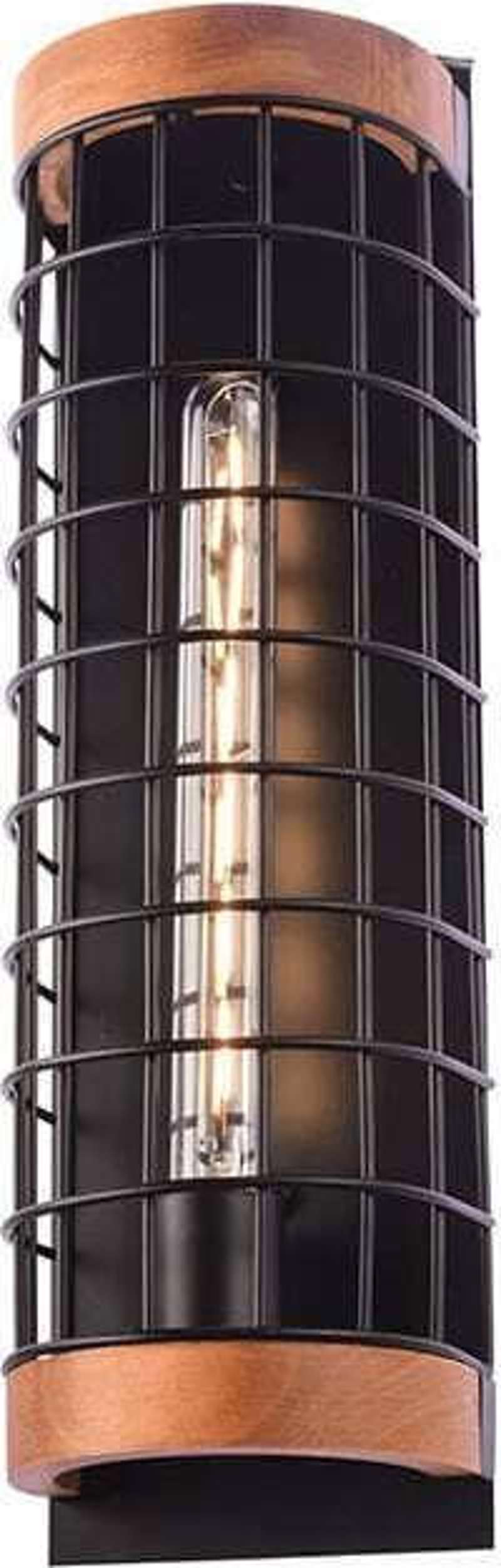 ACA Απλίκα Τοίχου Μεταλλική/Ξύλινη 'Tesla' Μαύρο E27 14