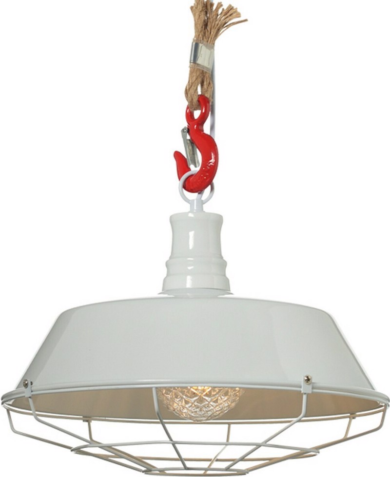ACA Φωτιστικό Οροφής Μεταλλικό/Σχοινί 'Whooper' Λευκό Ε