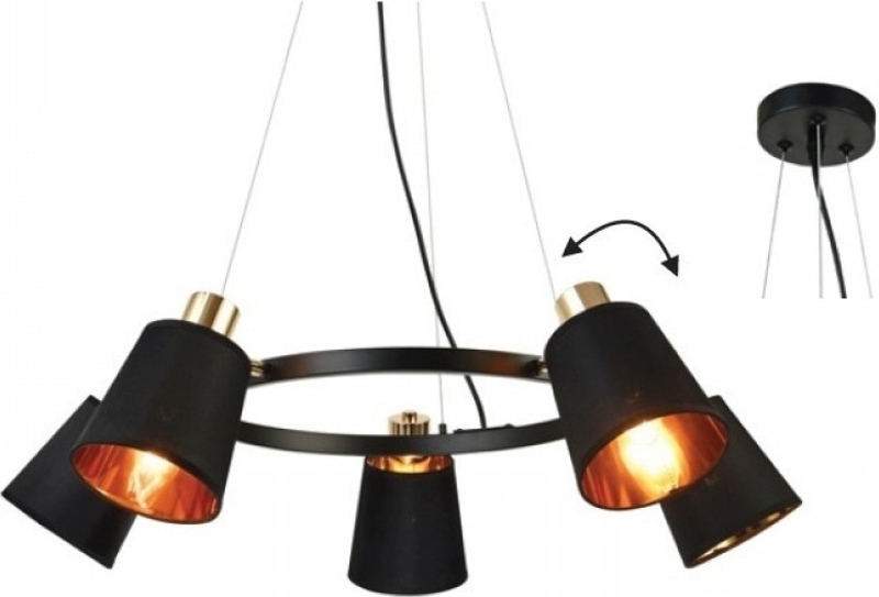 ACA Lighting - ΣΗΜΑΝΤΙΚΟ: Σε περίπτωση διαφοράς τιμής από το κατάστημα ισχύει παντα και μόνο η τιμή του καταστήματος ACA 5Φωτο Φωτιστικό Οροφής Μεταλλικό 'Norma' Μαύρο Ε14