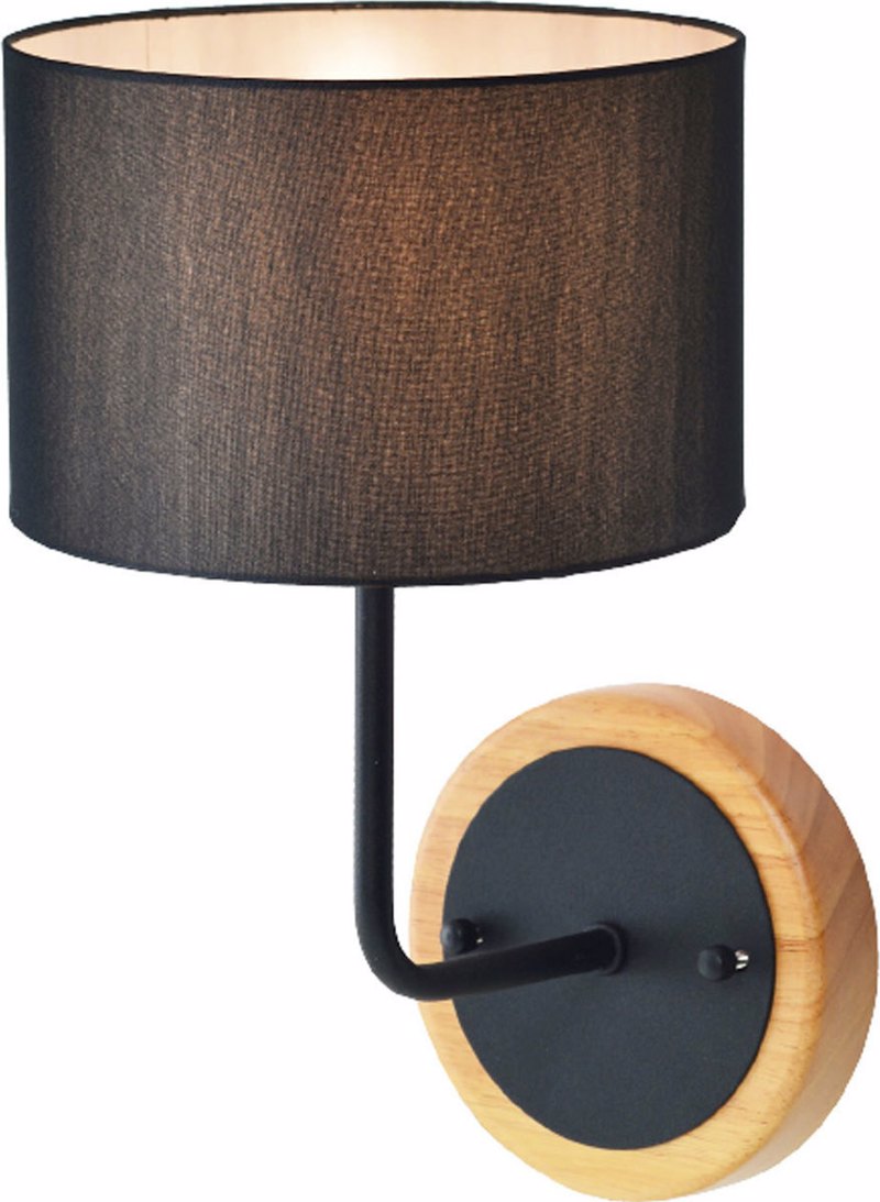 ACA Απλίκα Τοίχου Μεταλλική/Ξύλινη 'Yasmine' Μαύρο E27 