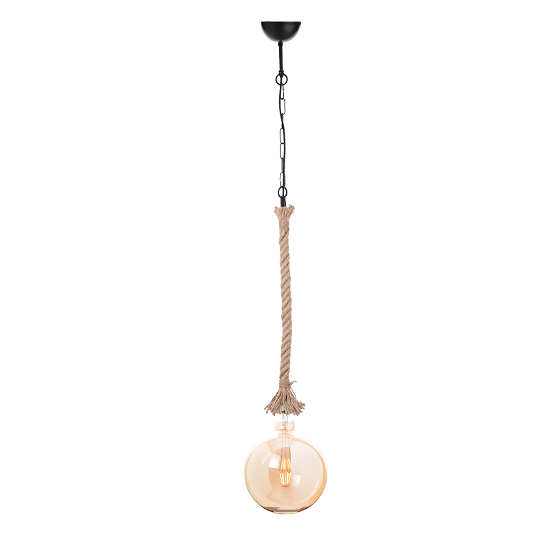 ACA Κρεμαστό Φωτιστικό Οροφής Μεταλλικό Μαύρο με Σχοινί