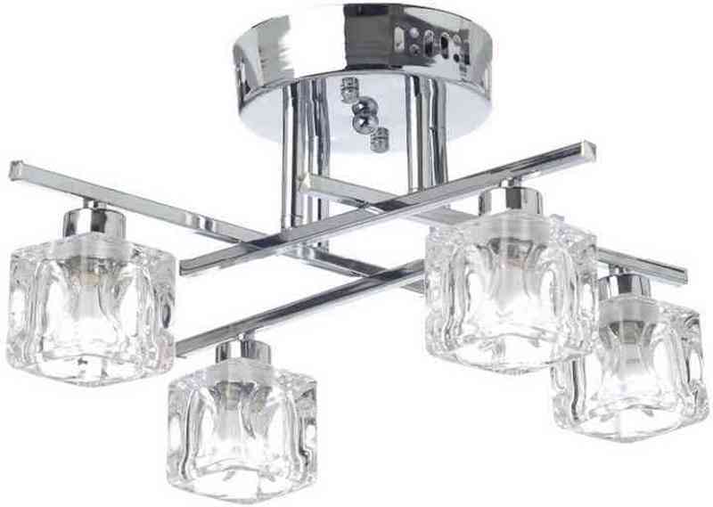 ACA Πλαφονιέρα Οροφής Τετράφωτη Μεταλλική/Γυάλινη 'Mart