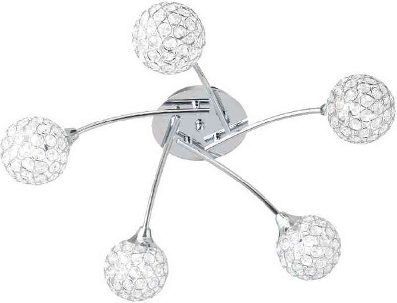 ACA Lighting - ΣΗΜΑΝΤΙΚΟ: Σε περίπτωση διαφοράς τιμής από το κατάστημα ισχύει παντα και μόνο η τιμή του καταστήματος ACA Πλαφονιέρα Οροφής Πεντάφωτη Μεταλλική/Κρυστάλλινη '