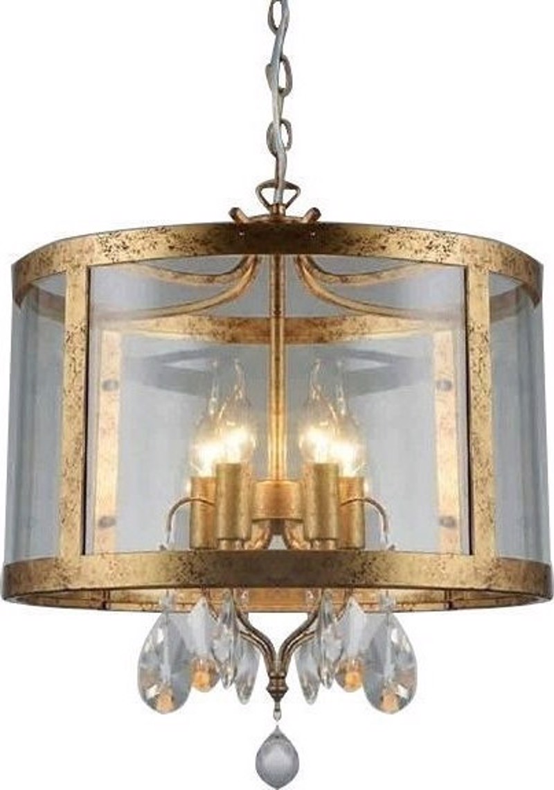 ACA Κρεμαστό Φωτιστικό 4φωτο Μέταλλο/Γυαλί/Κρύσταλλο Αν