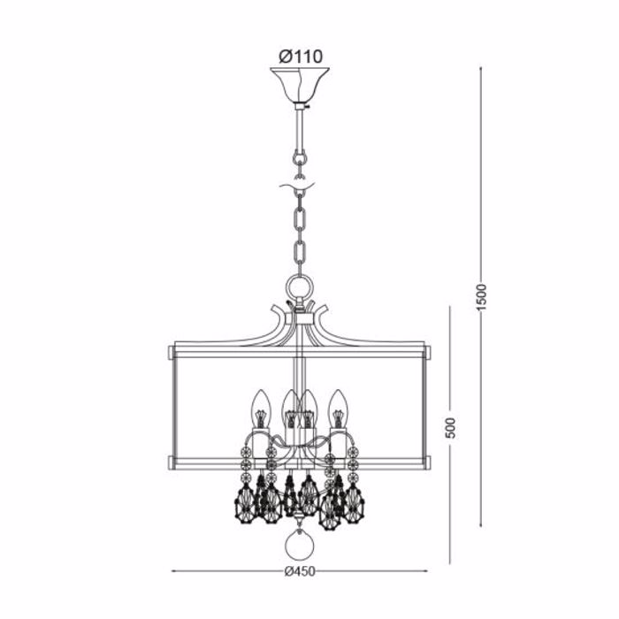 ACA Kremasto Fotistiko 4foto Metallo/Gyali/Krustallo Antike Bronze E14 45X150ek 'Ronnie' AD80375