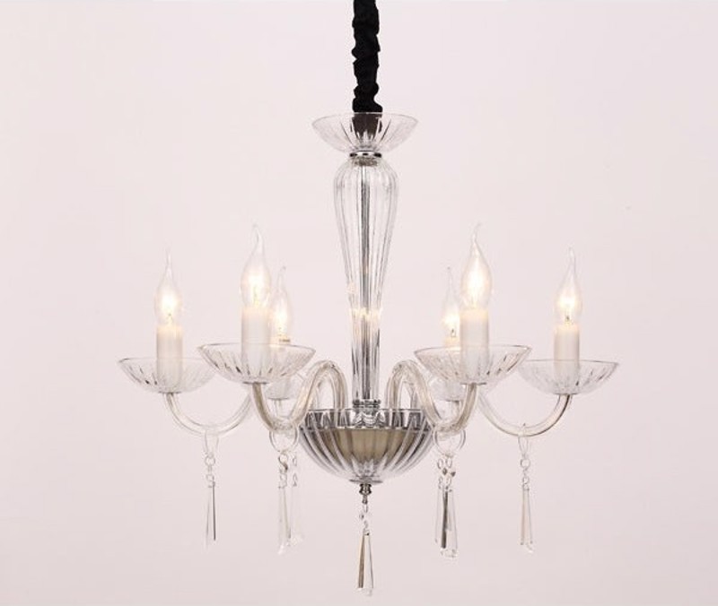 ACA Φωτιστικό Οροφής Εξάφωτο Μεταλλικό/Κρυστάλλινο 'VIOLET' Χρώμιο Ε14 54Χ178cm BLK80286PCC