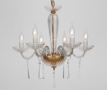 ACA Φωτιστικό Οροφής Εξάφωτο Μεταλλικό/Κρυστάλλινο 'VIOLET' Χρυσό Ε14 54Χ178cm BLK80286PCG