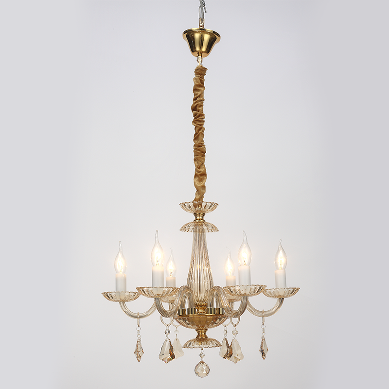 ACA Φωτιστικό Οροφής Εξάφωτο Μεταλλικό/Κρυστάλλινο 'LOM