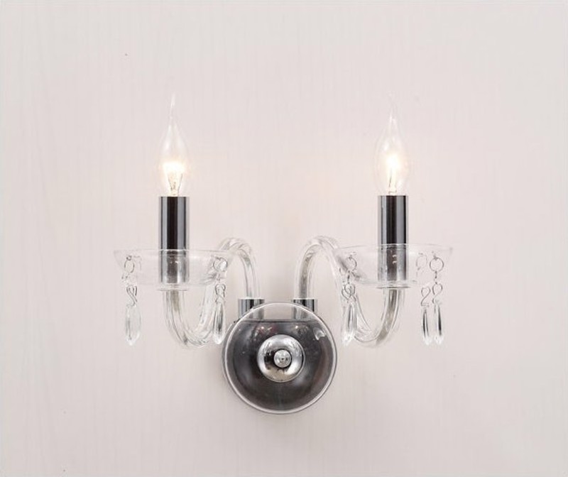 ACA Lighting - ΣΗΜΑΝΤΙΚΟ: Σε περίπτωση διαφοράς τιμής από το κατάστημα ισχύει παντα και μόνο η τιμή του καταστήματος ACA Απλίκα Τοίχου Δίφωτη Μεταλλική/Κρυστάλλινη 'TULIA'