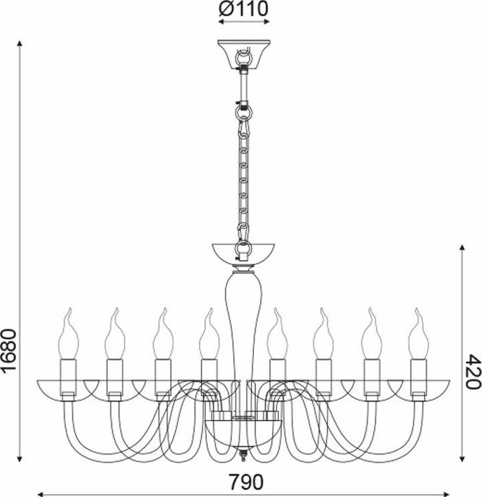 ACA Fotistiko Orofis Oxtafoto Metallo/Krustallo 'LUNARIA'  Xromio/Lefko E14 F79X168cm BLK82188PWC