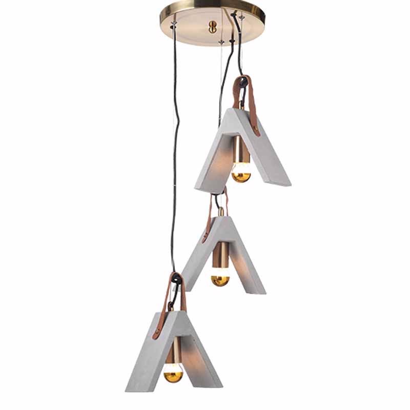 ACA Φωτιστικό Οροφής Τρίφωτο 'ALFA' Μέταλλο/Δέρμα/Τσιμέ