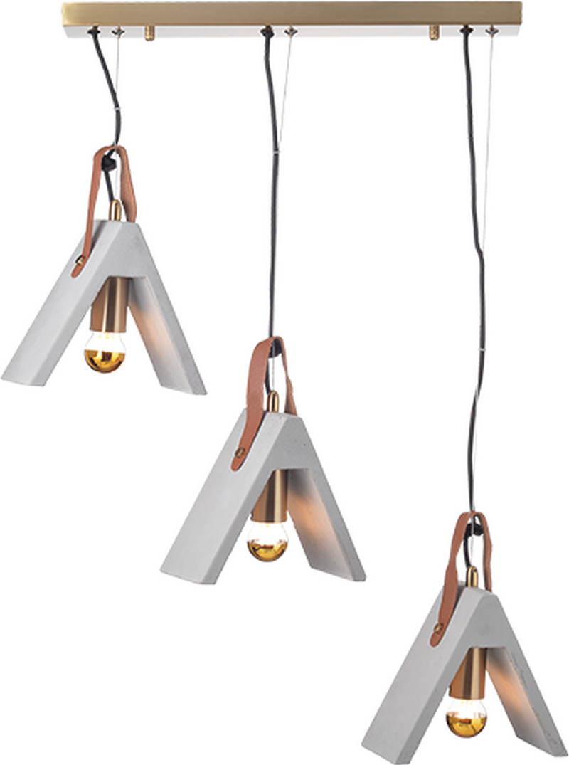 ACA Φωτιστικό Οροφής Τρίφωτο 'ALFA' Μέταλλο/Δέρμα/Τσιμέ