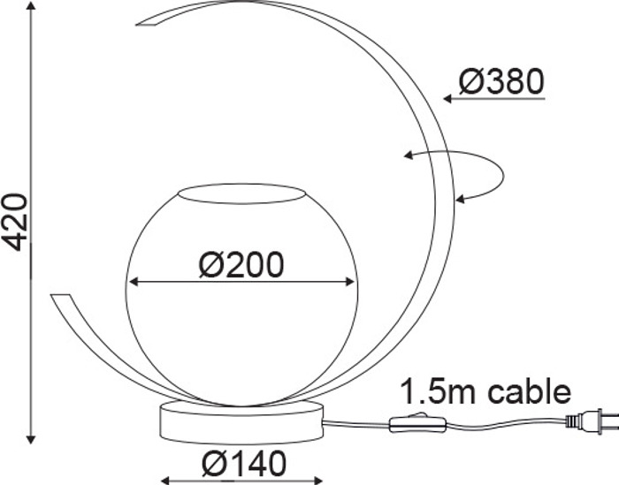 ACA Portatif 'IPARELLE' Metallo/Gyali Xruso/Perle E27 38X20X42ek DCR17501T