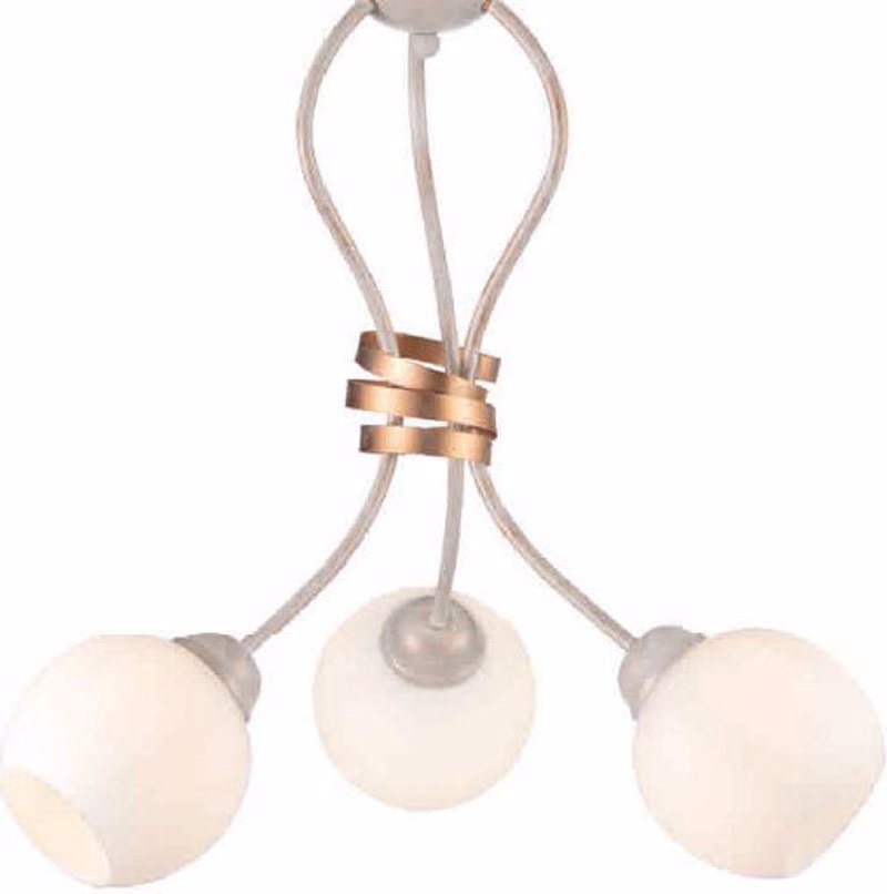 ACA Φωτιστικό Οροφής Τρίφωτο Μεταλλικό/Γυάλινο 'FOYER' Χρυσό/Λευκό E27 48,5Χ53cm DL11693C