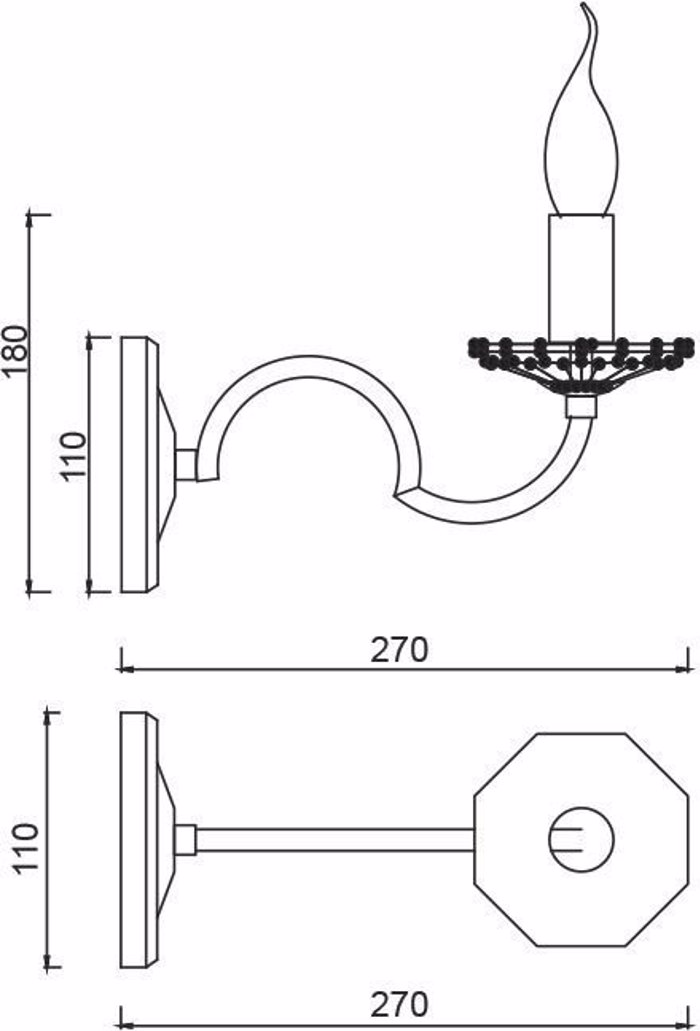 ACA Aplika Toixou Metalliki 'GEISHA' Lefko/Xruso E14 27X11X18cm DL9361WWG