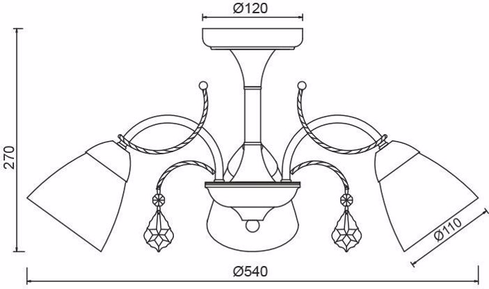 ACA Fotistiko Orofis Trifoto Metalliko/Gyalino 'QUINCE' Xruso/Lefko E14 F54X27cm DLA12123