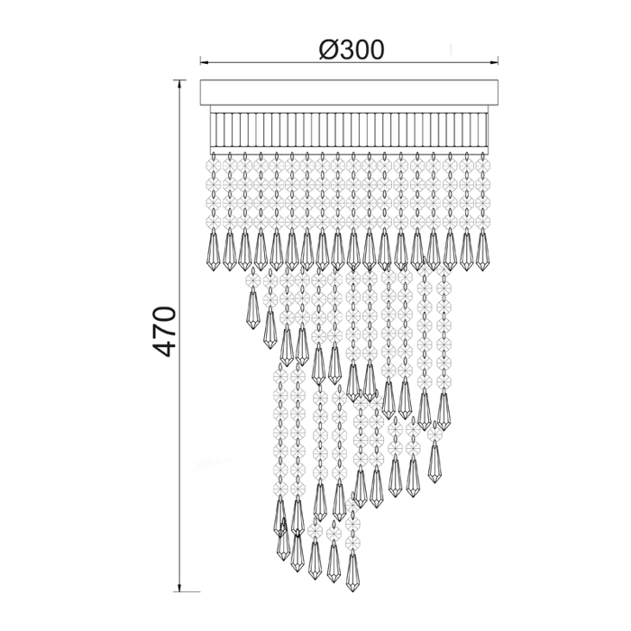 ACA Kremasto Fotistiko Orofis 5Foto Metalliko/Krustallino Asimi E14 F30x47cm DLA12225