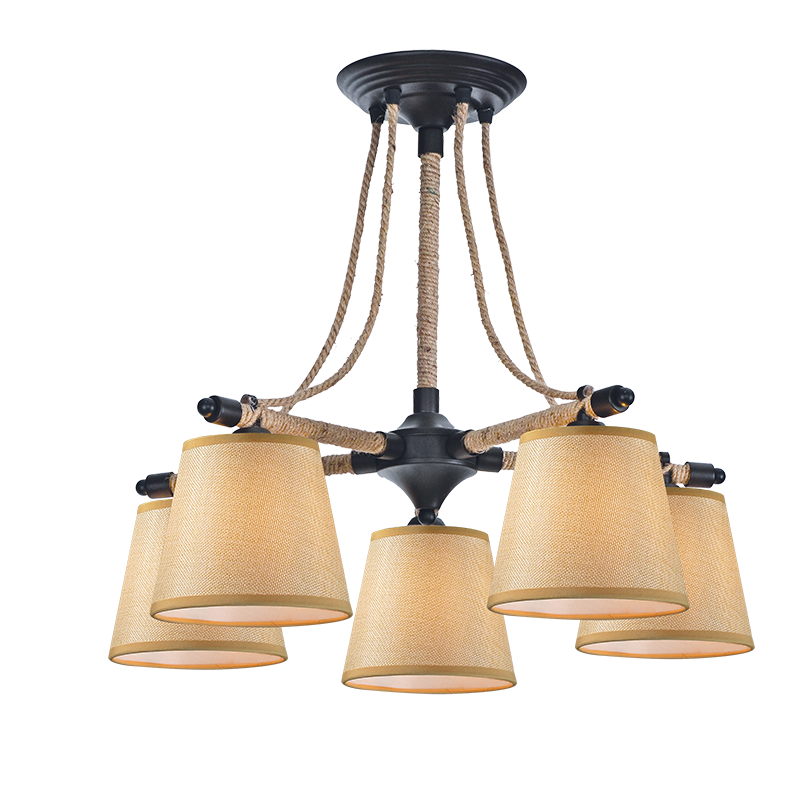 ACA 5Φωτο Φωτιστικό Οροφής Μεταλλικό/Υφασμάτινο/Σχοινί 