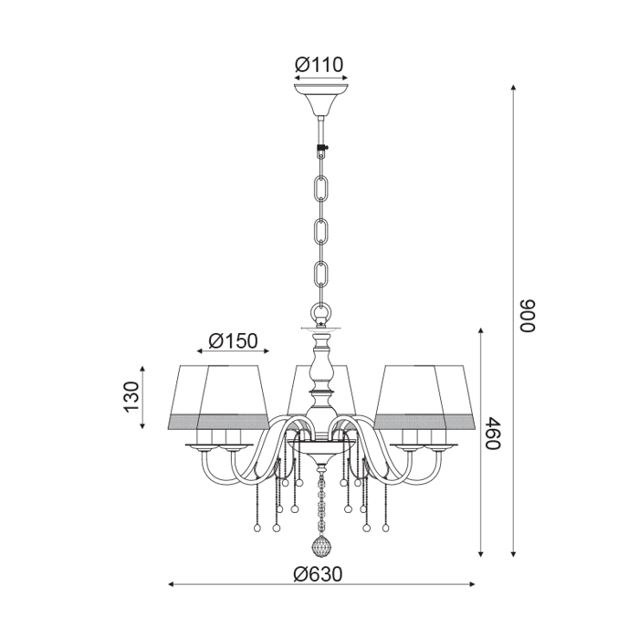 ACA 5Foto Fotistiko Orofis Metalliko/ufasmatino 'Mulan' Lefko/Mavro E14 63X95cm EG167285PBW