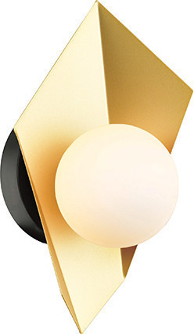 ACA Lighting - ΣΗΜΑΝΤΙΚΟ: Σε περίπτωση διαφοράς τιμής από το κατάστημα ισχύει παντα και μόνο η τιμή του καταστήματος ACA Απλίκα Τοίχου Μεταλλική/Γυάλινη 'POLYGON' Χρυσό/Μαύ