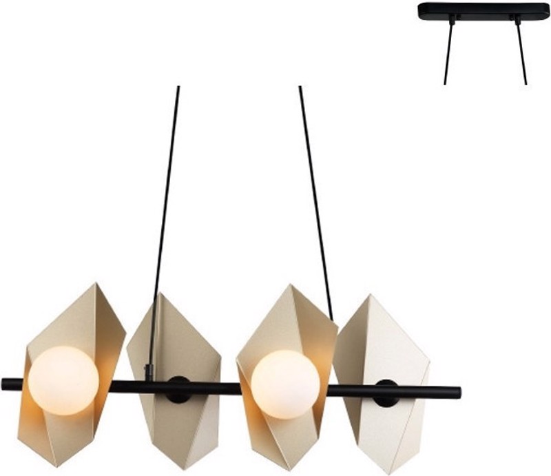 ACA Φωτιστικό Οροφής Τετράφωτο Μεταλλικό/Γυάλινο 'POLYG