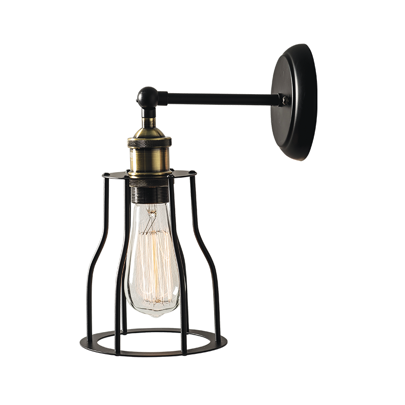 ACA Απλίκα Τοίχου Μεταλλική Μαύρη/Χάλκινη Ε27 Φ15xΦ12x1