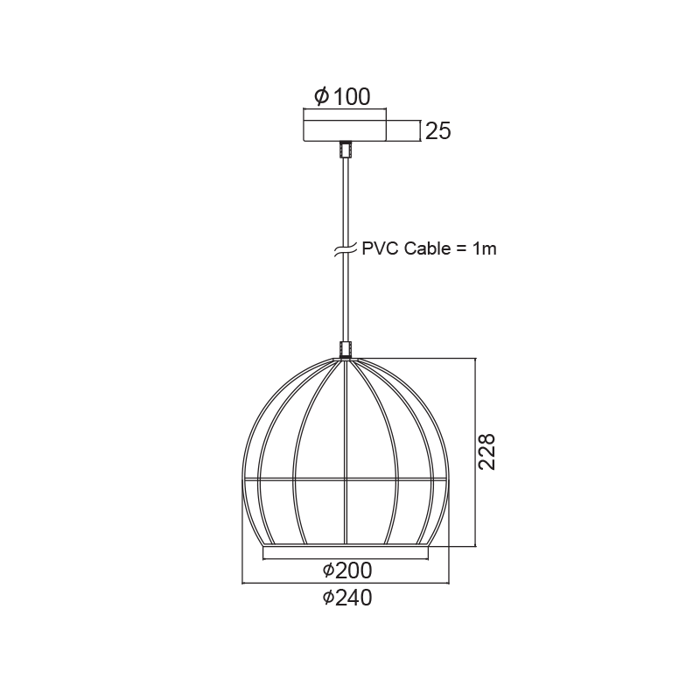 ACA Kremasto Fotistiko Orofis 'PROMETHEUS' Metalliko Mavro E27 F24x123cm KS202925BK