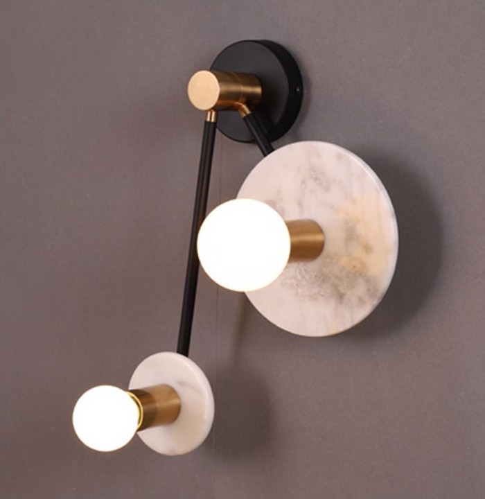 ACA Aplika Toixou Difoti Metalliki 'CLOCK' Lefko/Marmaro E27 18X74X23cm OD742W74WM