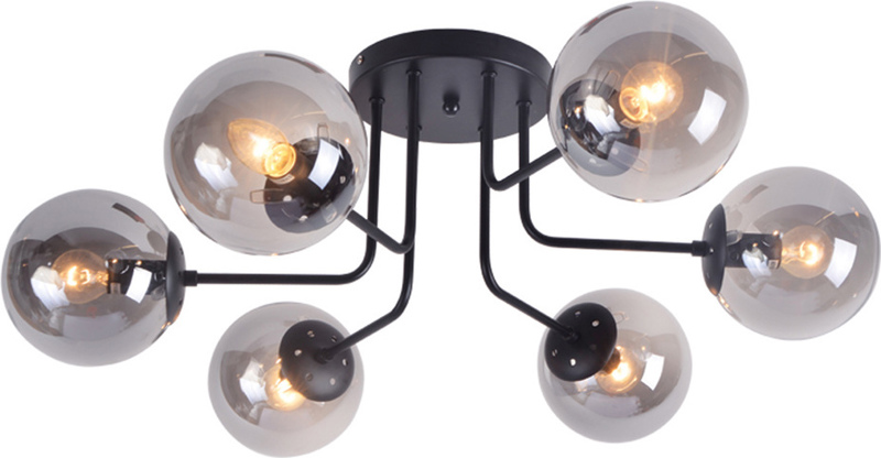 ACA Lighting - ΣΗΜΑΝΤΙΚΟ: Σε περίπτωση διαφοράς τιμής από το κατάστημα ισχύει παντα και μόνο η τιμή του καταστήματος ACA Πλαφονιέρα Οροφής Εξάφωτη Μεταλλική/Γυάλινη 'Bombay