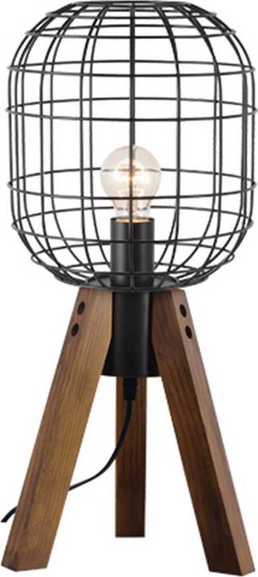 ACA Επιτραπέζιο Φωτιστικό Μεταλλικό/Ξύλινο 'Prometheus' Μαύρο/Καφέ E27 Φ24Χ51εκ OD90981T