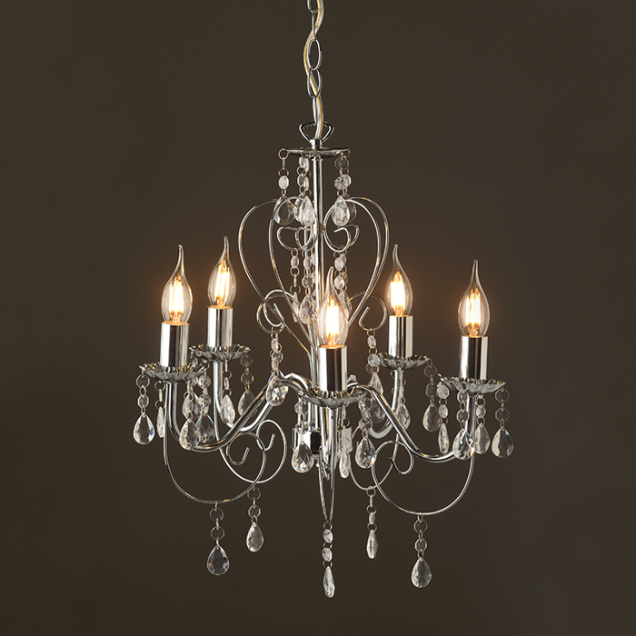 ACA Kremasto Fotistiko Orofis 'DUMAS' 5Foto Metalliko/Akruliko Asimi me Xromio E14 F42.5x129cm SF63185