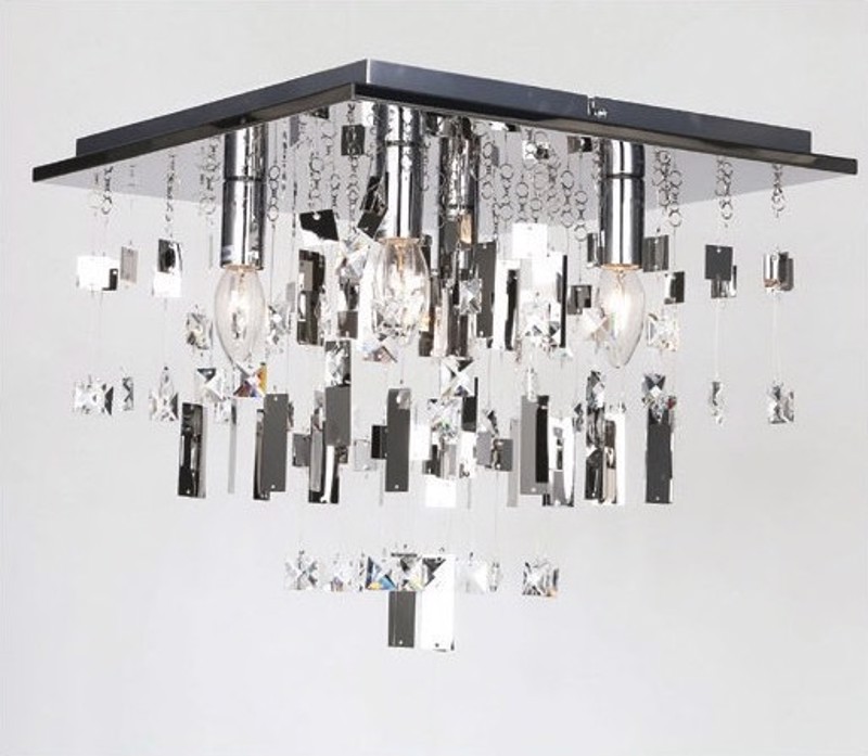 ACA Πλαφονιέρα Οροφής Τετράφωτη Μέταλλο/Κρύσταλλο 'SOMER' Χρώμιο E14 40x40x32cm SOMER404C