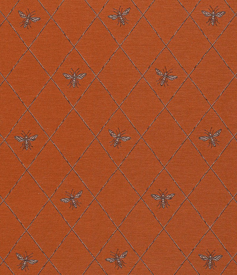 Ύφασμα Ζακάρ 'Bee' με Σχέδιο Μέλισσες σε Γεωμετρικό Μοτ