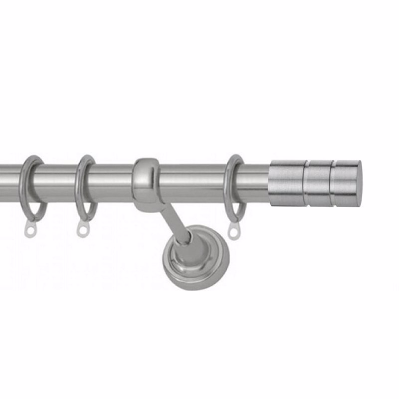 Κουρτινόξυλο Φ25 Inox Groove Νίκελ Σατινέ