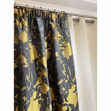 Έτοιμη Ραμμένη Κουρτίνα Versailles Ζακάρ Π140cm X Υ280cm Χρυσό/Μαύρο (Εκθεσιακή)