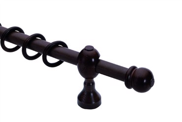 Μαύρο ξύλινο Κλασσικό Φ35 κουρτινόξυλο 120cm